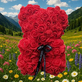 Ourson en rose rouge